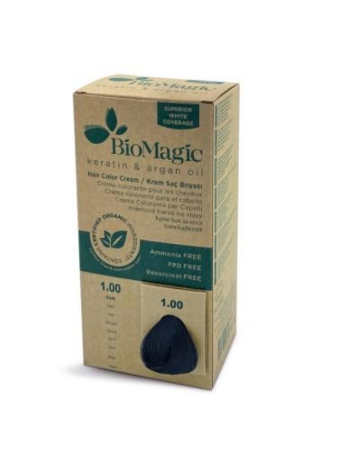 Ammonia-Free Hair Color Cream with Keratin and Argan Oil 1.00 Black